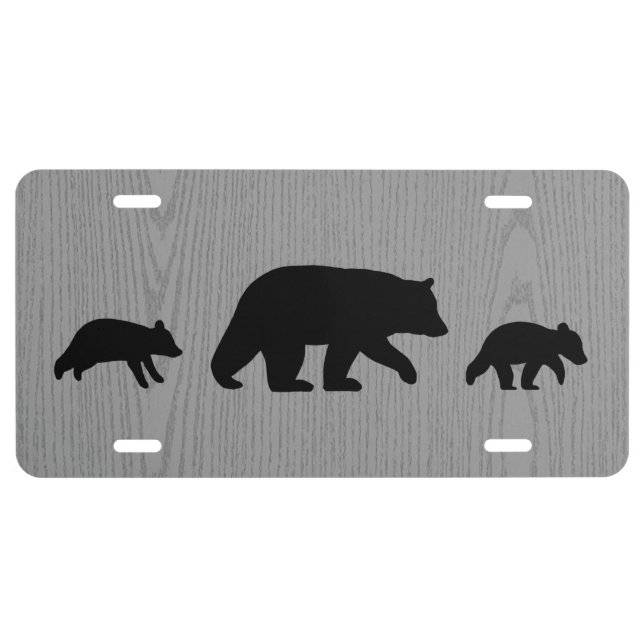 Black Bears Family License Plate (Front)
