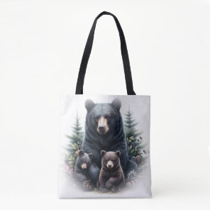 Black Bears in Forest Rustic Wildlife Tote Bag