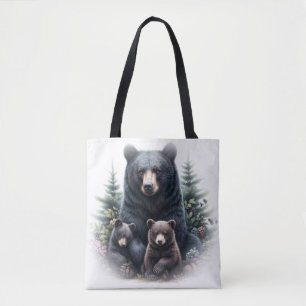 Black Bears in Forest Rustic Wildlife Tote Bag