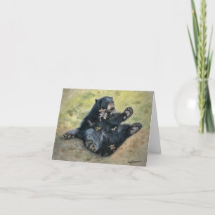 Black Bear's pure joy, 4" x 5.6" Folded Note Card