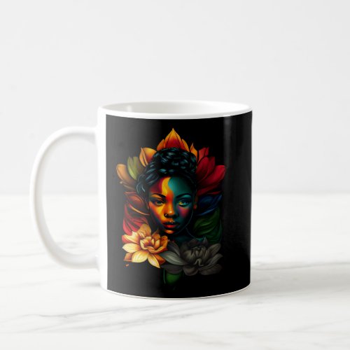 Black Beautiful African Melanin Woman Cute Lotus F Coffee Mug