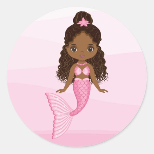 Black Beautiful Mermaid with Pink Fishtail Sticker