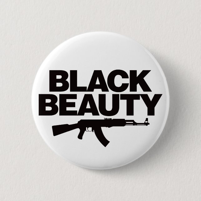 Black Beauty AK - Black Pinback Button (Front)