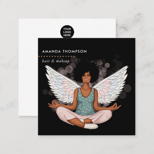 Black Beauty Angel Square Business Card (Front/Back)