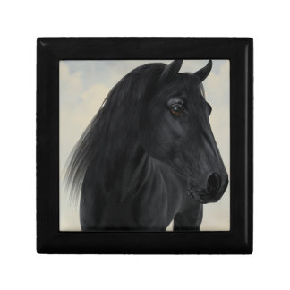 Black Beauty - Black Friesian Horse Portrait Keepsake Box