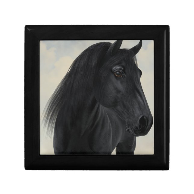 Black Beauty - Black Friesian Horse Portrait Keepsake Box (Front)