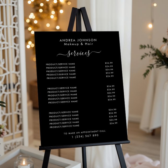 Black Beauty Business Services Price List Sign     (Creator Uploaded)