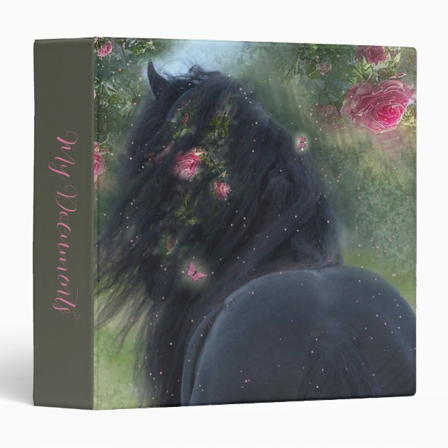 Black Beauty Friesian Horse - Binder, Office, 3 Ring Binder (Front/Spine)