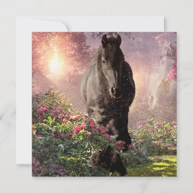 Black Beauty Friesian Horse - Greeting Card (Front)