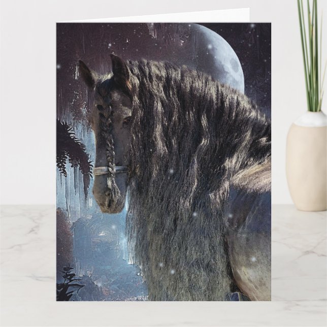Black Beauty Friesian Horse - Greeting Card (Front)