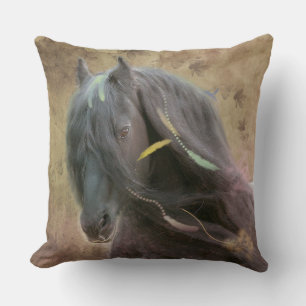 Black Beauty Friesian Horse - Pillow