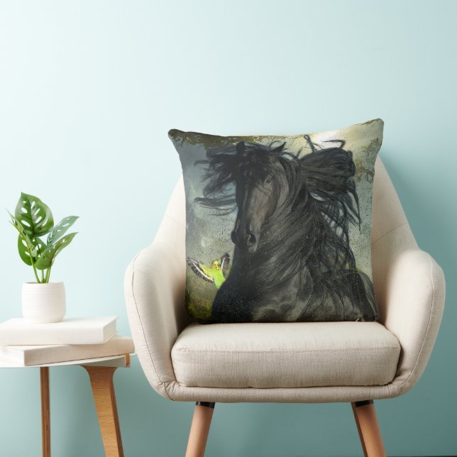 Black Beauty Friesian Horse - Pillow (Chair)