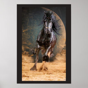Black Beauty Friesian Horse - Poster