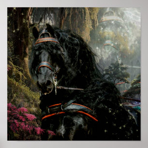 Black Beauty Friesian Horse - Poster