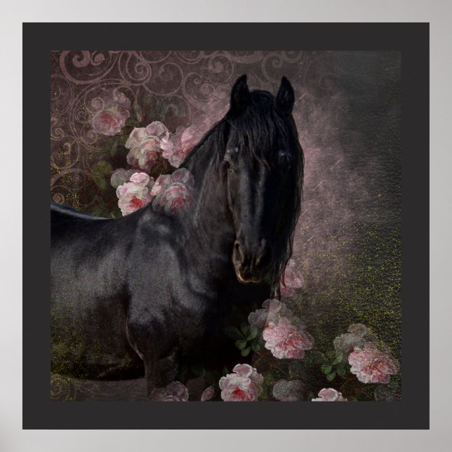 Black Beauty Friesian Horse - Poster (Front)