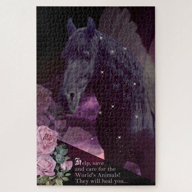Black Beauty Friesian Horse - Puzzle (Vertical)