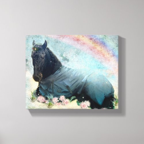 Black Beauty Friesian Horse _ Wrapped Canvas