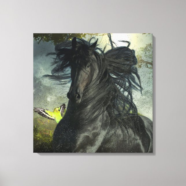 Black Beauty Friesian Horse - Wrapped Canvas (Front)