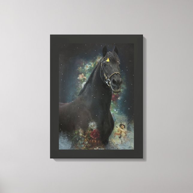 Black Beauty Friesian Horse - Wrapped Canvas (Front)