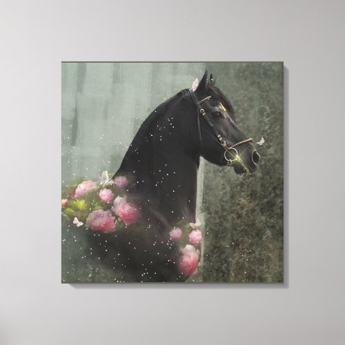 Black Beauty Friesian Horse _ Wrapped Canvas