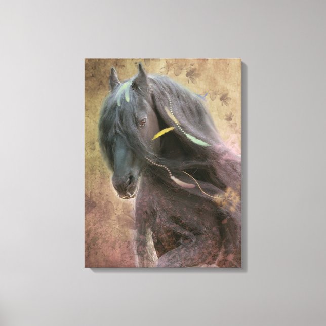 Black Beauty Friesian Horse - Wrapped Canvas (Front)