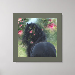 Black Beauty Friesian Horse - Wrapped Canvas Print