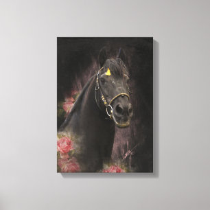 Black Beauty Friesian Horse - Wrapped Canvas Print