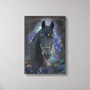 Black Beauty Friesian Horse - Wrapped Canvas Print