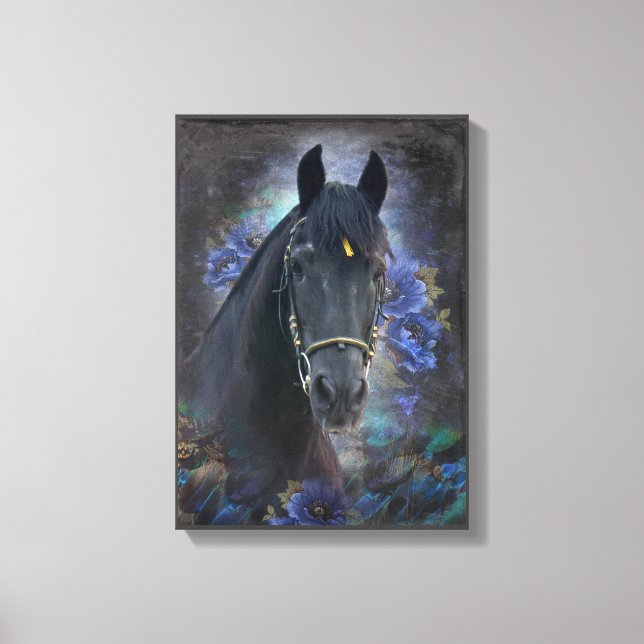 Black Beauty Friesian Horse - Wrapped Canvas Print (Front)