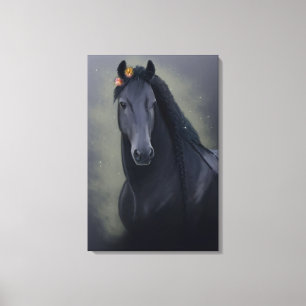 Black Beauty Friesian Horse - Wrapped Canvas Print