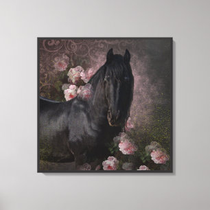 Black Beauty Friesian Horse - Wrapped Canvas Print