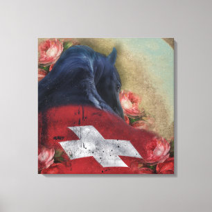 Black Beauty Friesian Horse - Wrapped Canvas Print