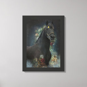 Black Beauty Friesian Horse - Wrapped Canvas Print