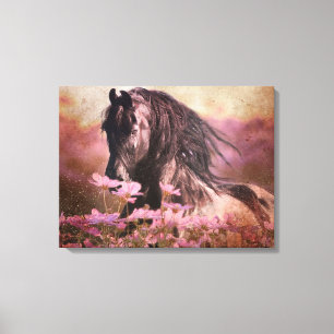 Black Beauty Friesian Horse - Wrapped Canvas Print