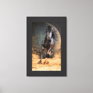 Black Beauty Friesian Horse - Wrapped Canvas Print