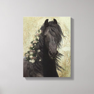 Black Beauty Friesian Horse - Wrapped Canvas Print