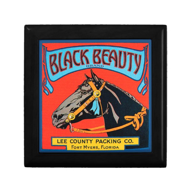 Black Beauty Horse on Red Background Gift Box (Front)