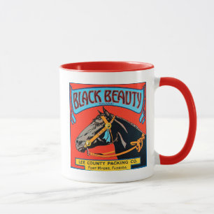Black Beauty Horse on Red Background Mug