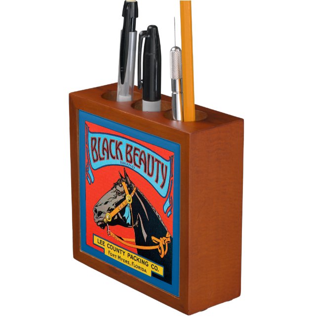 Black Beauty Horse on Red Background Pencil Holder (In Situ)