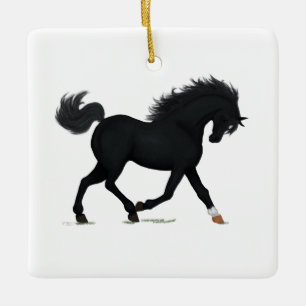 Black Beauty Horse Pony Equestrian Charm Pendant Ceramic Ornament