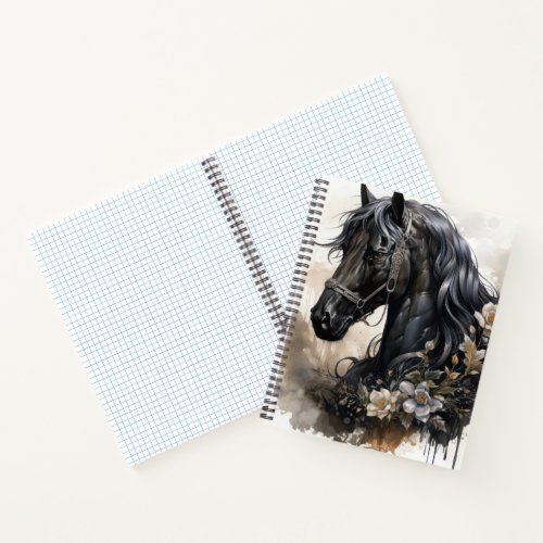 Black beauty horse portrait notebook