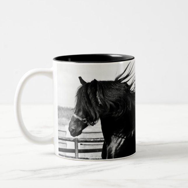 Black Beauty Horse Two-Tone Coffee Mug (Left)