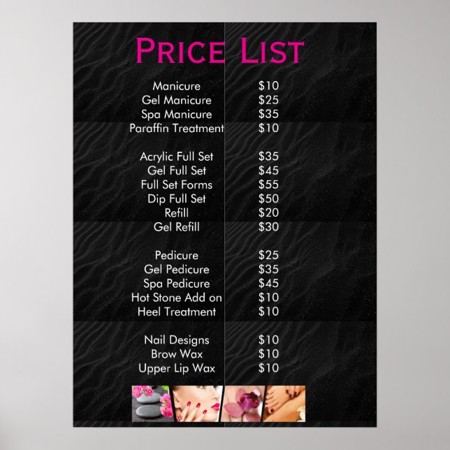 Black beauty Nail Salon Price List Menu  Poster (Front)
