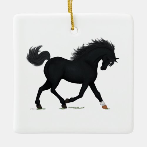 Black Beauty Personalized Christmas Horse Pony Ceramic Ornament