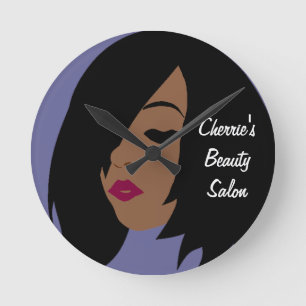 Black Beauty Salon Wall Clock- Customizable Round Clock