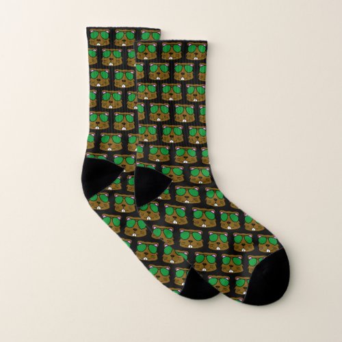 Black Beaver Doodle Face Socks