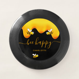 Black bee happy bees sweet honey monogram Wham-O frisbee