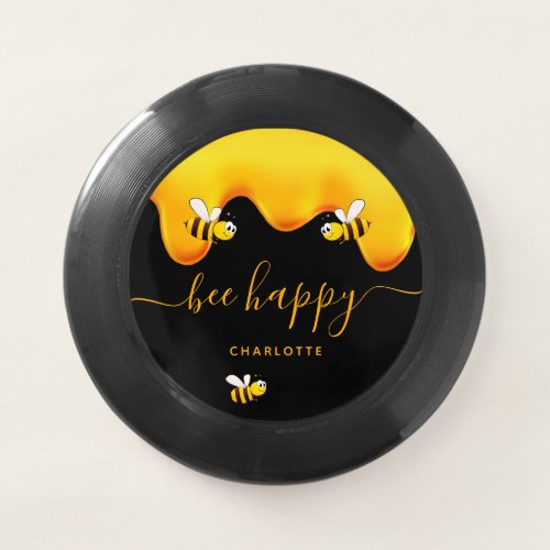 Black bee happy bees sweet honey monogram Wham_O frisbee