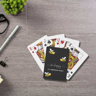 Black bee happy bumble bees summer fun humor name playing cards