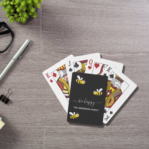 Black bee happy bumble bees summer fun humor name poker cards